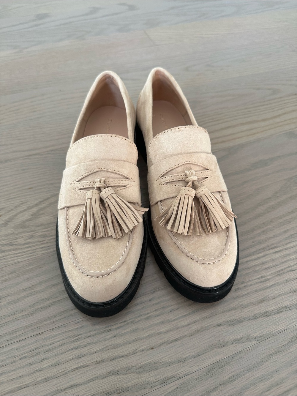 Stuart Weitzman Beige Tassel Loafers